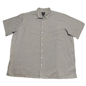 Harbor Bay Button Down Mens 4XLT Blue Gingham Cool Dry UV Protection Shirt